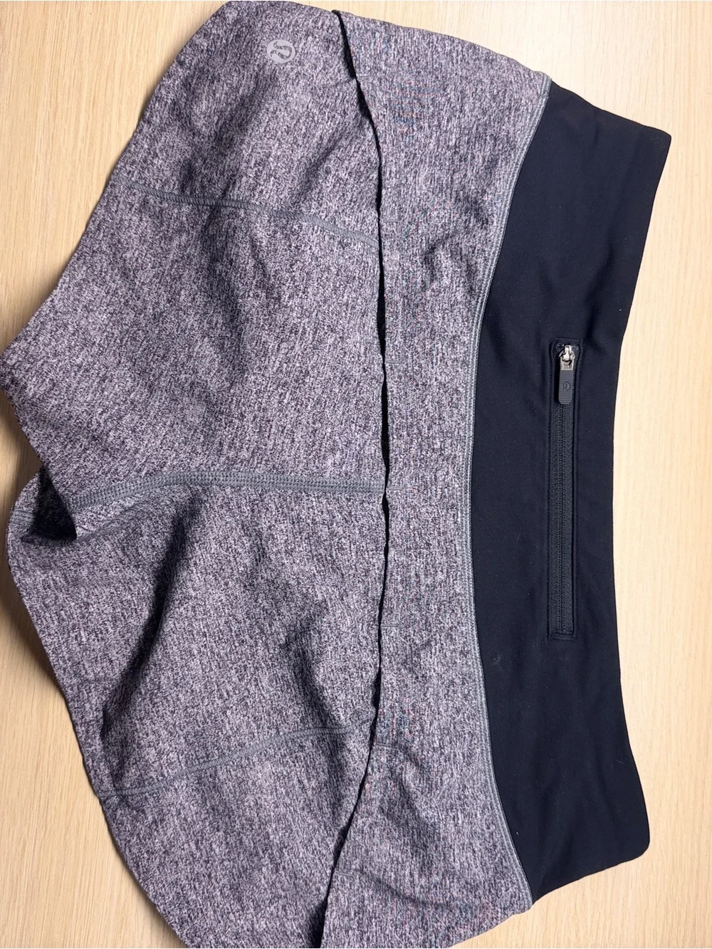 lululemon athletica Two-Tone High-Rise Athletic Shorts in Black and Heather Gray